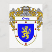 Ortiz-Wappen (mantled) Postkarte (Vorderseite)