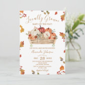 Örtlich angebaute Herbstleaves Pumpkin-Kinderdusch Einladung (Stehend Vorderseite)