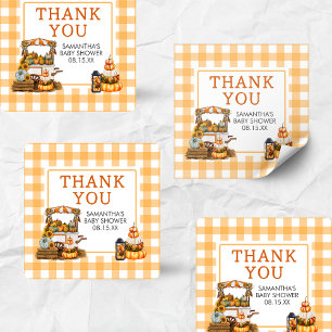 Örtlich angelegte Pumpkin-Kinderdusche Quadratischer Aufkleber