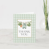 Örtlich Gewachsener Salbeigrüner Gingham-Dankeschö Dankeskarte (Vorderseite)