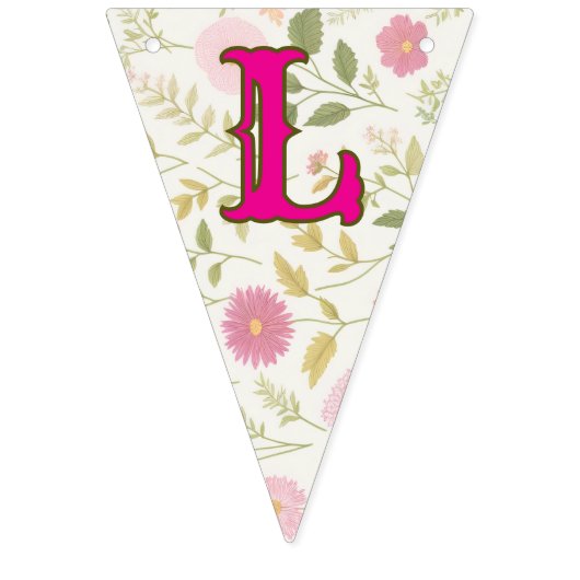 Örtlich gezüchtetes Blumenmuster Pink Baby Dusche Wimpelkette (Zweite Fahne)