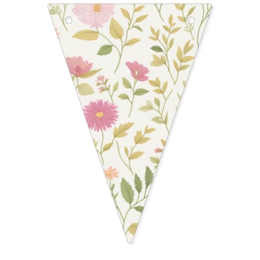 Örtlich gezüchtetes Blumenmuster Pink Baby Dusche Wimpelkette (Erste Fahne)