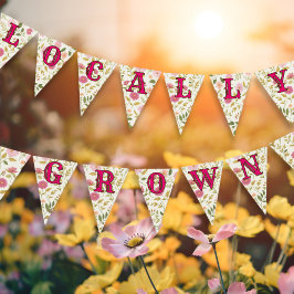 Örtlich gezüchtetes Blumenmuster Pink Baby Dusche Wimpelkette