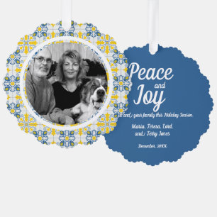 ortuguese Tiles Foto Rahmen für Familienweihnachts Ornament Karte