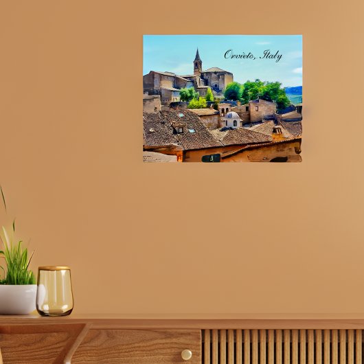 Orvieto Italien Hillside mit Orvieto Italien Text Poster