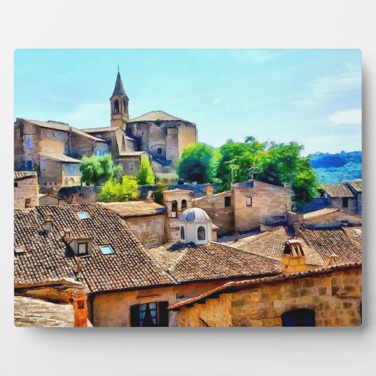 Orvieto Italy Hillside and Church Fotoplatte (Vorderseite)