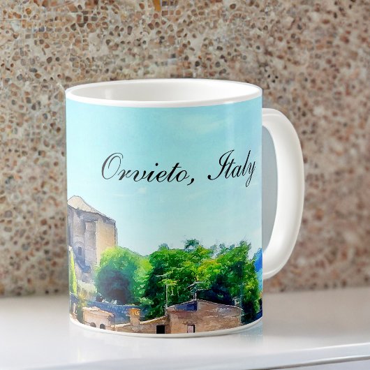 Orvieto Italy Hillside with Orvieto Text Kaffeetasse