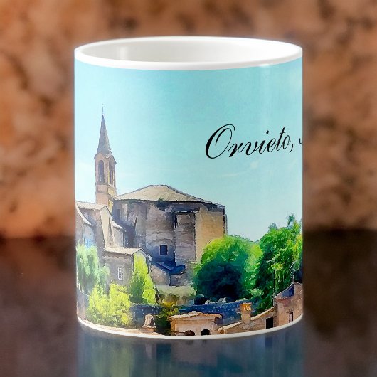 Orvieto Italy Hillside with Orvieto Text Kaffeetasse
