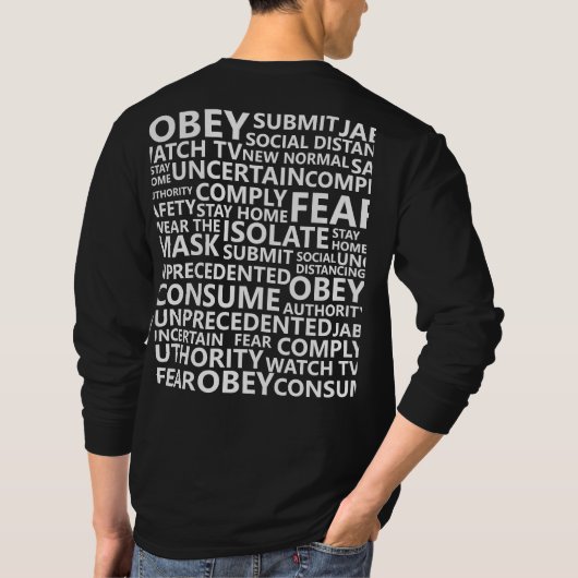 Orwell 1984 Dystopian Word Cloud Obey Tyranny T-Shirt (Rückseite)
