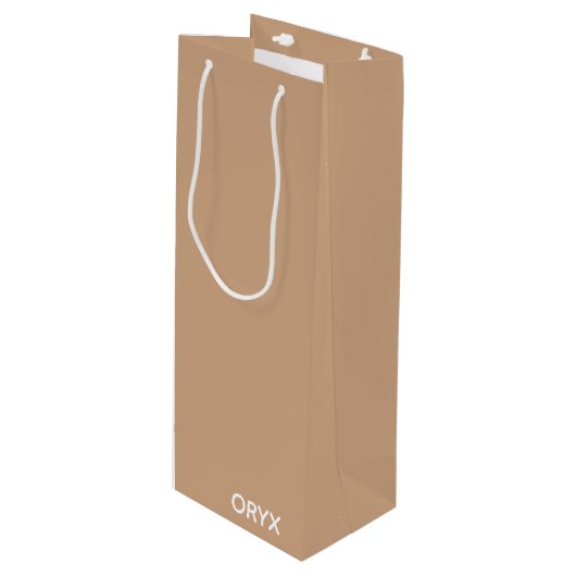 oryx-braune Farbe Geschenktüte Für Weinflaschen (Vorderseite Schrägansicht)