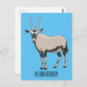 Oryx-Cartoon-Abbildung Postkarte (Vorne/Hinten)