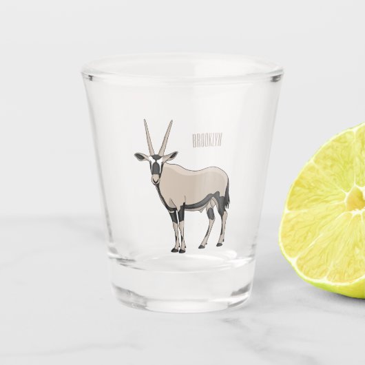 Oryx-Cartoon-Abbildung Schnapsglas (Vorderseite)