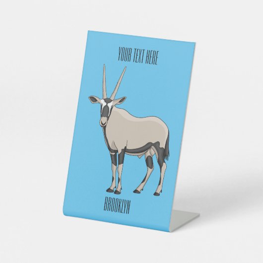 Oryx-Cartoon-Abbildung Sockelschild (Vorderseite)