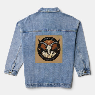 Oryx Emblem – Minimalist Horned Antelope Logo Jeansjacke