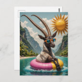 Oryx in Sonnenbrille genießt Float Trip Postkarte (Vorne/Hinten)