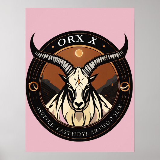 Oryx Logo – Elegante Antilopen-Silhouette Poster (Vorne)