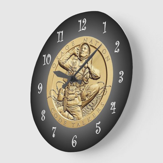 Osage Code Talkers Bronze Medaille ~ Große Wanduhr (Winkel)
