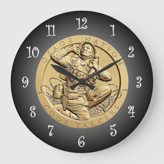 Osage Code Talkers Bronze Medaille ~ Große Wanduhr (Vorderseite)