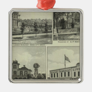 Osage, Hügel und Burlington, Kansas Silbernes Ornament
