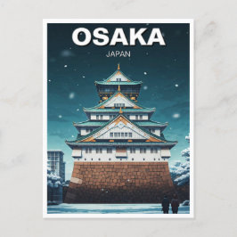 Osaka Castle Japan Night Travel Postkarte