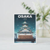 Osaka Castle Japan Night Travel Postkarte (Stehend Vorderseite)
