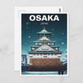 Osaka Castle Japan Night Travel Postkarte (Vorne/Hinten)