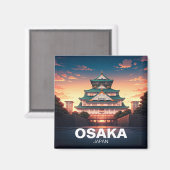 Osaka Castle Japan Sonnenuntergang Magnet (Vorderseite/Rückseite)