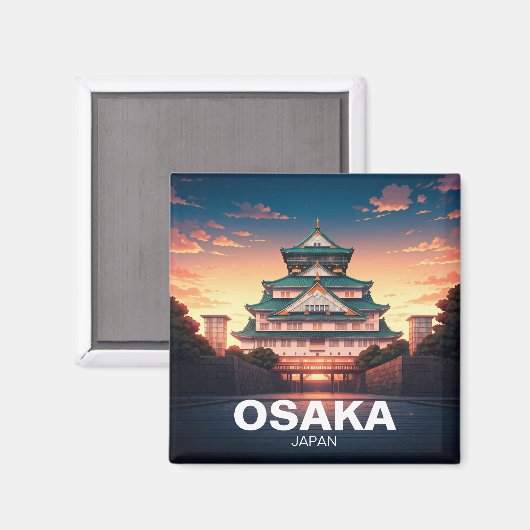 Osaka Castle Japan Sonnenuntergang Magnet (Vorderseite/Rückseite)