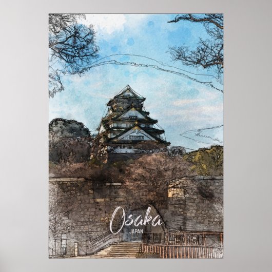 Osaka Castle Sketch Poster (Vorne)