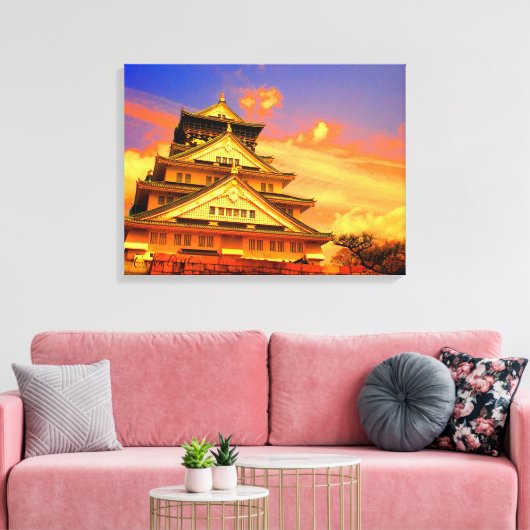 Osaka Castle (Sunset ver.) [Premium Canvas] Leinwanddruck (Insitu (Wohnzimmer))