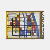 OSAKA central map Piet Mondrian style Fleecedecke (Vorderseite (Horizontal))