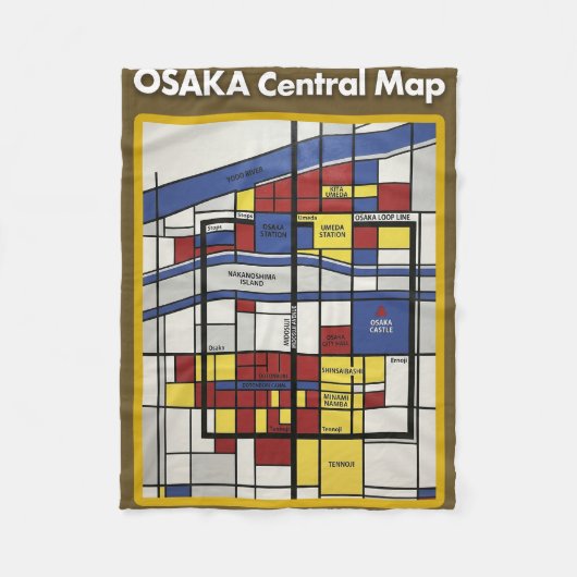 OSAKA central map Piet Mondrian style Fleecedecke (Vorderseite)