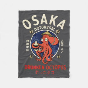 Osaka Dontnburi betrunkener Oktopus Vintage Japani Fleecedecke