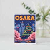 Osaka Japan Art Vintag Illustration Travel Postkarte (Stehend Vorderseite)