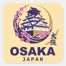 Osaka Japan Cherry Blossoms Quadratischer Aufkleber