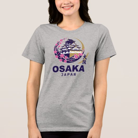 Osaka Japan Cherry Blossoms Tri-Blend Shirt (Vorderseite)