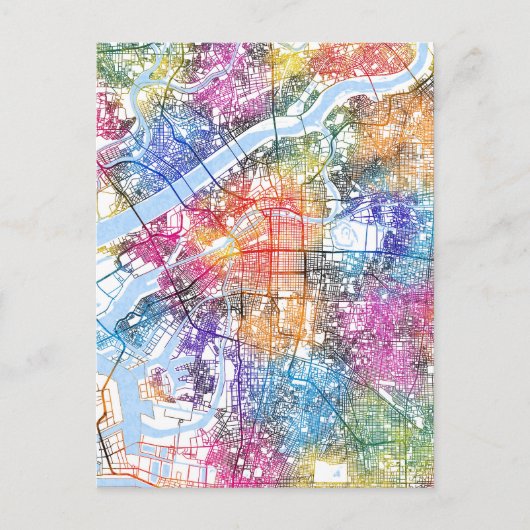 Osaka Japan City Map Postkarte (Vorderseite)