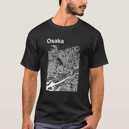 Osaka Japan Classic City Map Graphic T-Shirt (Vorderseite)