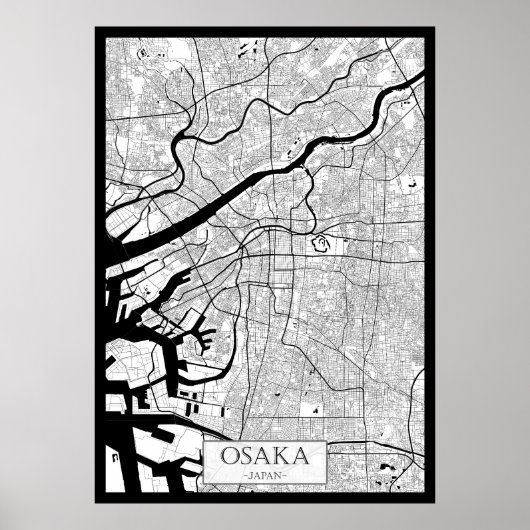 Osaka Japan Karte Poster (Vorne)