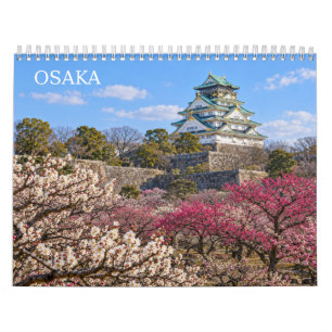 Osaka Japan Malerische Stadtansichten und Wahrzeic Kalender