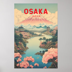 Osaka Japan Mount Fuji Reise Kunst Vintage Poster