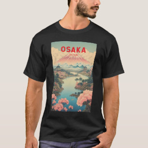 Osaka Japan Mount Fuji Reise Kunst Vintage T-Shirt