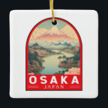 Osaka Japan Mount Fuji Reisemusik Emblem Keramikornament<br><div class="desc">Osaka Retro Vektorreise Design. Es ist bekannt für seine moderne Architektur,  das Nachtleben und die herzhafte Küche der Straße. Die bedeutendste historische Sehenswürdigkeit ist die Burg Osaka aus dem 16. Jahrhundert,  die mehrfach restauriert wurde.</div>