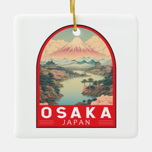 Osaka Japan Mount Fuji Reisemusik Emblem Keramikornament (Vorderseite)