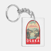 Osaka Japan Mount Fuji Reisemusik Emblem Schlüsselanhänger (Vorderseite links)