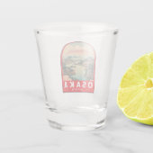 Osaka Japan Mount Fuji Reisemusik Emblem Schnapsglas (Rückseite)