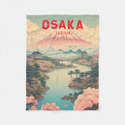 Osaka Japan Mount Fuji Reisen Vintag Fleecedecke (Vorderseite)