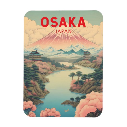 Osaka Japan Mount Fuji Reisen Vintag Magnet (Vertikal)