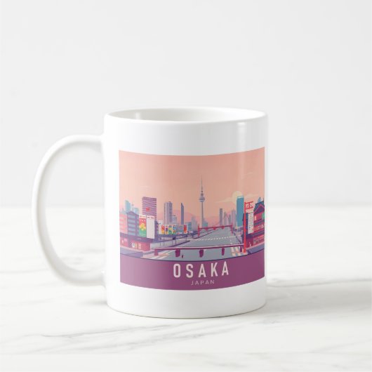 Osaka Japan Pastel Travel Design Kaffeetasse (Links)