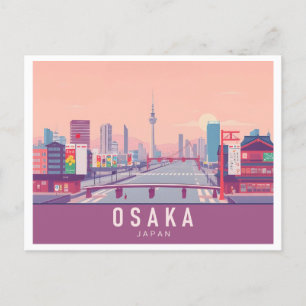 Osaka Japan Pastel Travel Design Postkarte